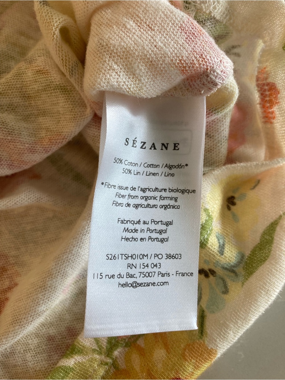 Sezane Multicolor Floral Short Sleeve Tee - Picture 4 of 5